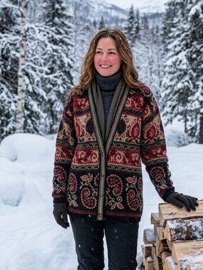 Vtg Pendleton Classic 100% Virgin Wool Cardigan Sweater Women’s Large Paisley